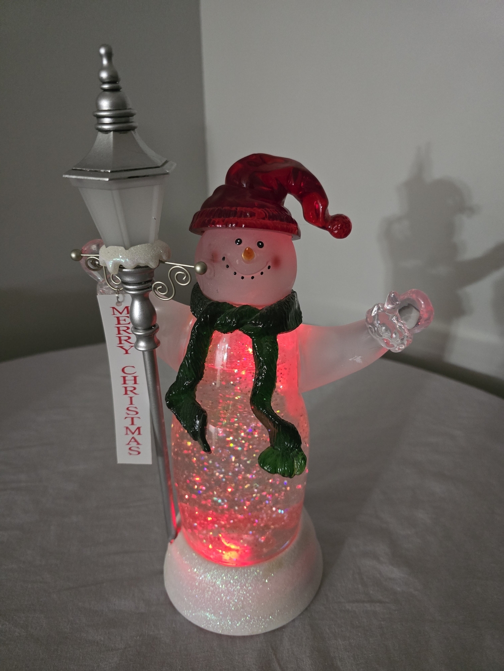 Lighted Color Changing Snowman Snow Globe Swirling Glitter Winter Christmas 12”